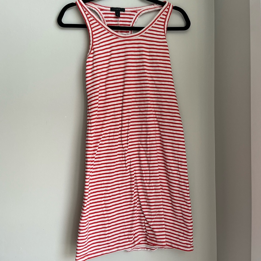 J.Crew Red White Striped Tank Dress Racerback Casual Summer Mini Dress Small
